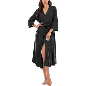 Women Kimono Robes Lightweight Long Robe Knit Bathrobe Soft Sleepwear